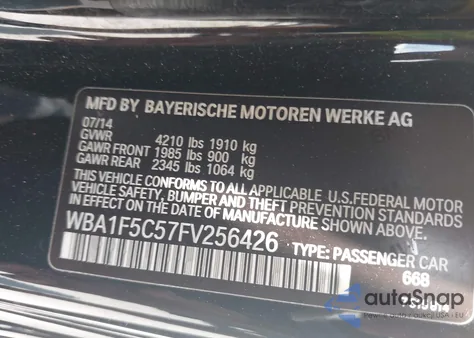 2015 BMW 228I z USA, uszkodzony, nr VIN WBA1F5C57FV256426